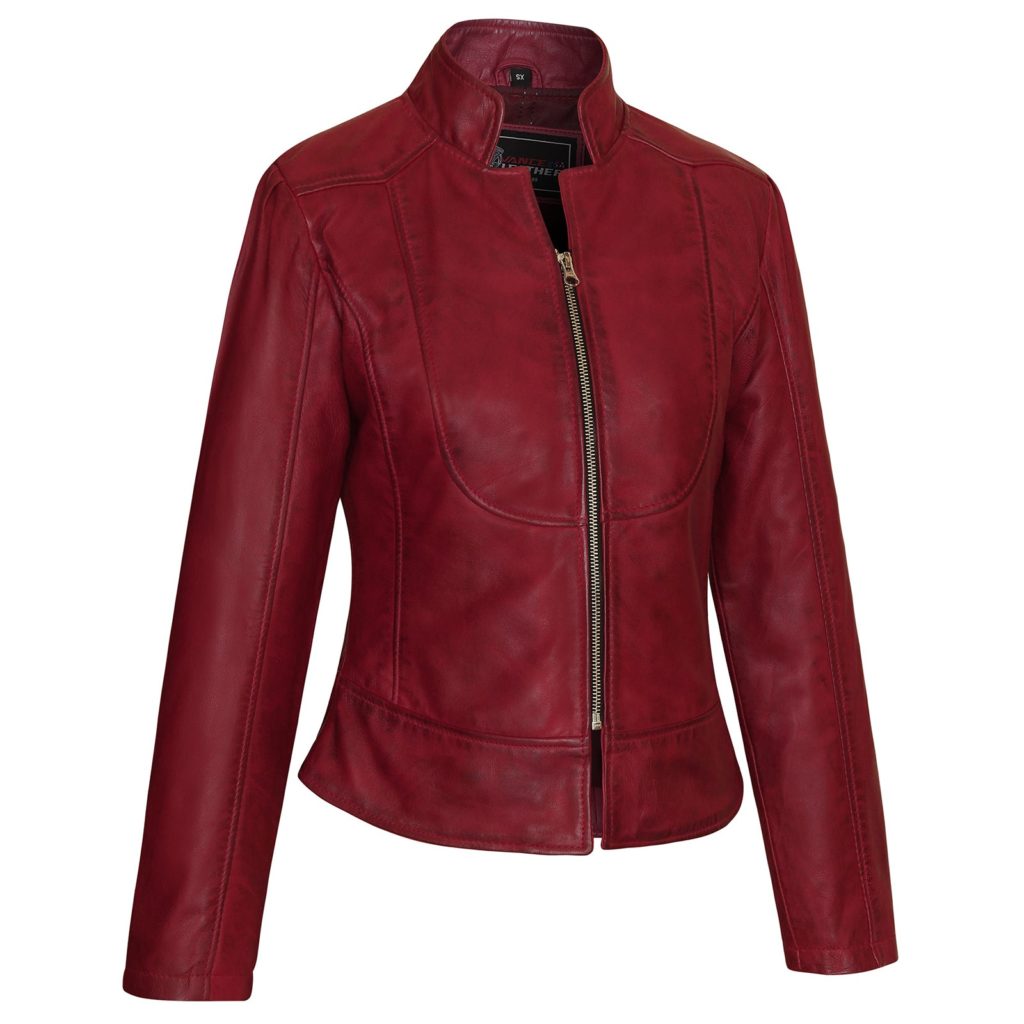 VL650Bu Vance Leathers’ Ladies Premium Soft Lightweight Burgundy Fitted ...